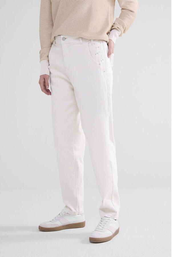 Summum Woman Premium Stretch Twill Barrel Fit Broek Beige Dames