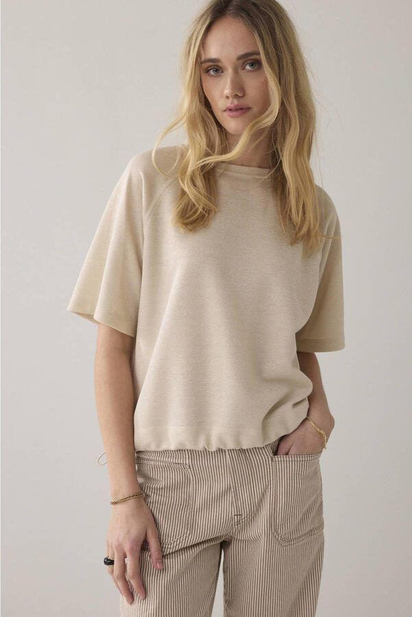 Summum top antiek cremewit met glitter