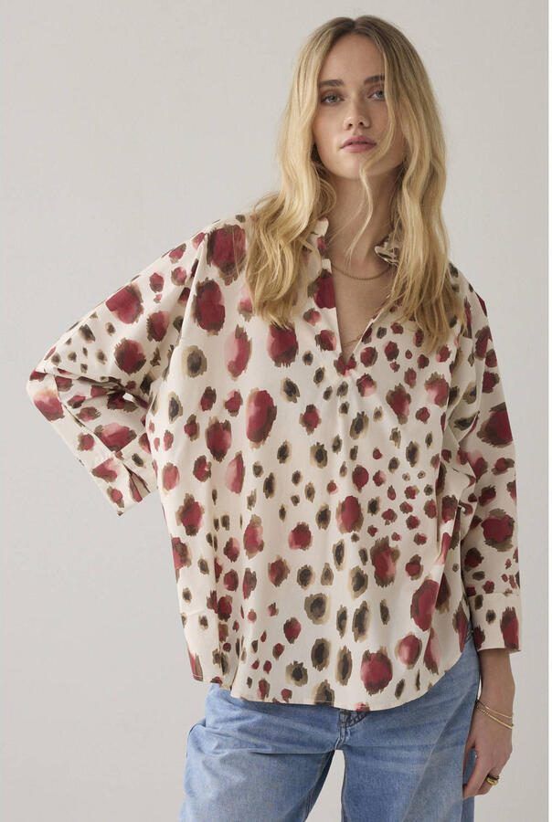 Summum top met dierenprint ecru