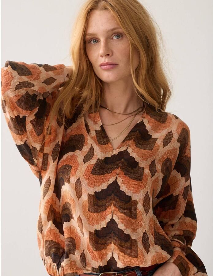 Summum top met print bruin