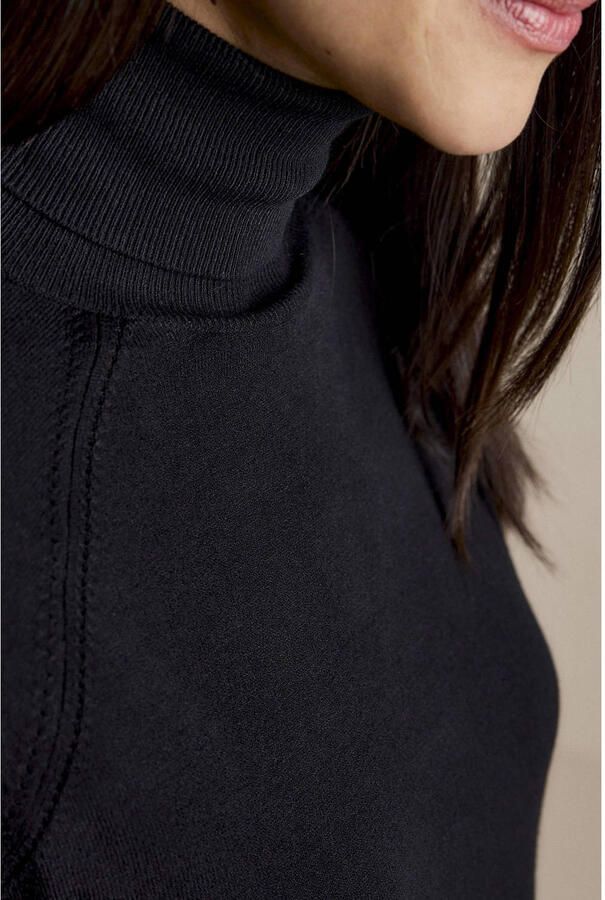 Summum Woman Turtle Neck Basic Knit Sweater Black Dames
