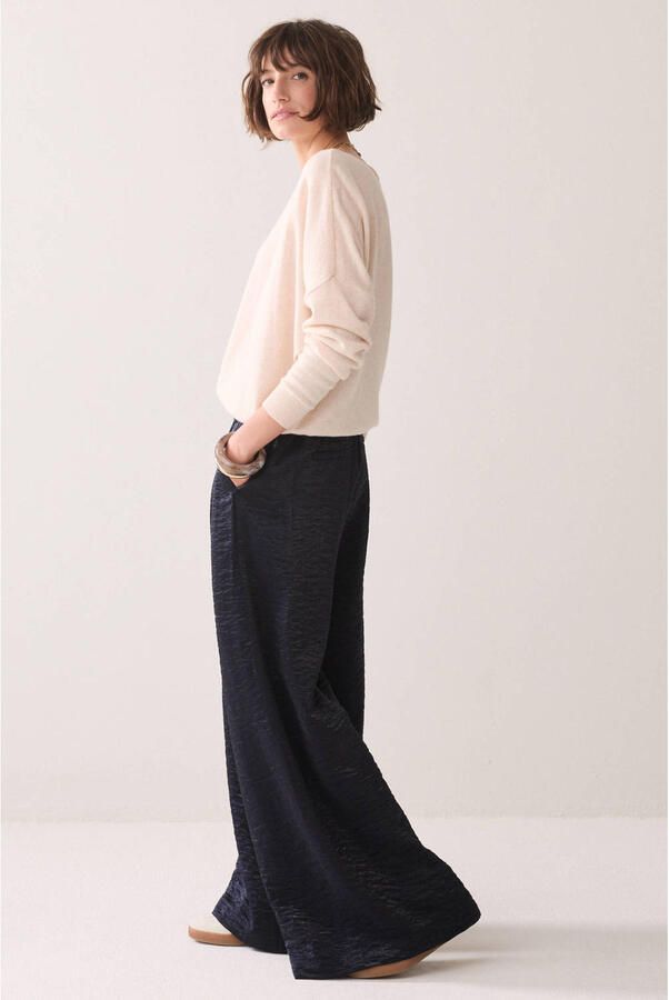Summum viscose wide leg broek donkerblauw - Foto 2