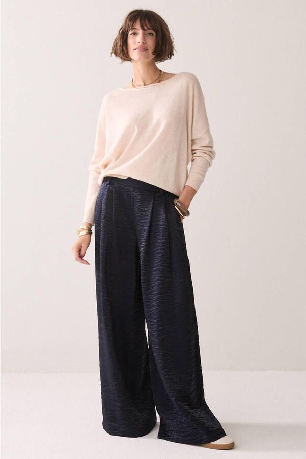Summum viscose wide leg broek donkerblauw - Foto 3