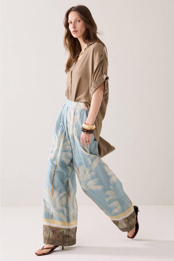Summum wide leg high waist broek lichtblauw - Foto 3