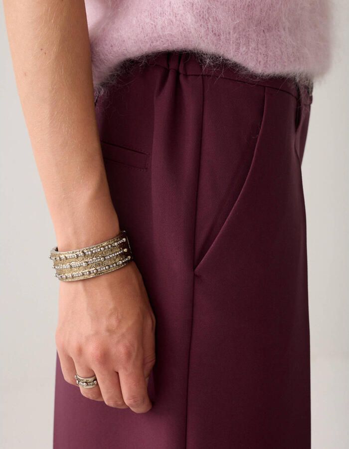 Summum wide leg pantalon donkerrood - Foto 2