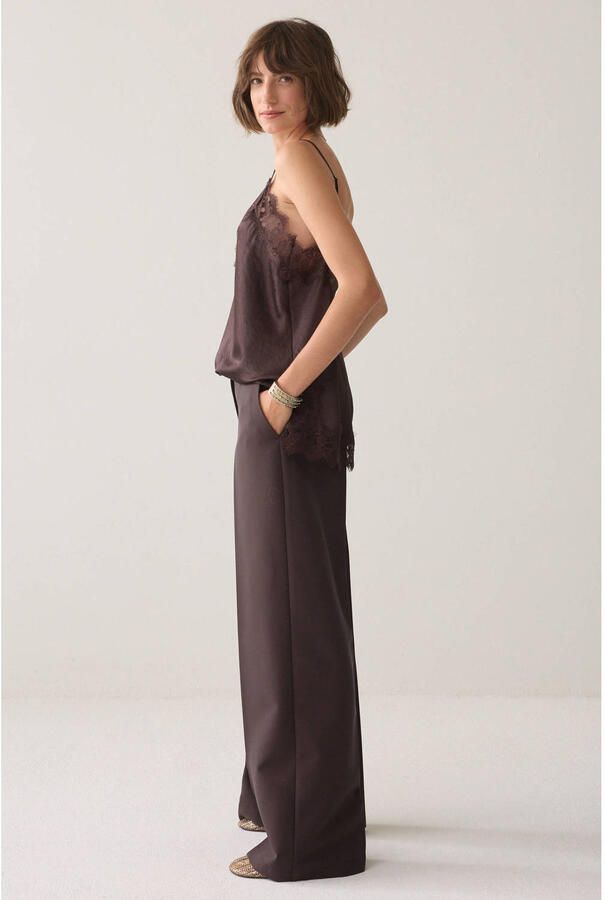 Summum wide leg pantalon met plooien bruin - Foto 2