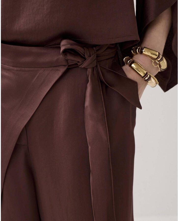 Summum wide leg regular waist broek bruin - Foto 2
