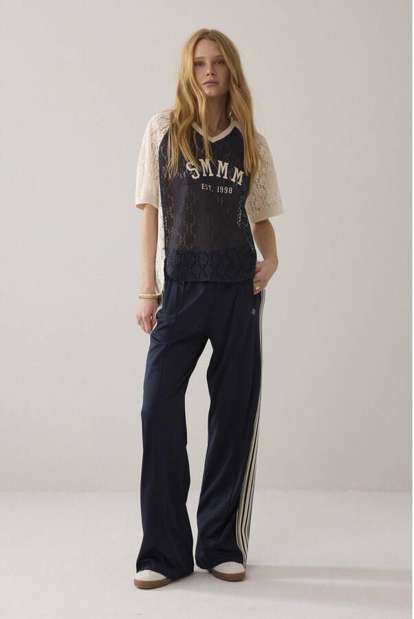 Summum wide leg regular waist broek donkerblauw