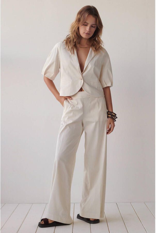 Summum wide leg regular waist broek ecru