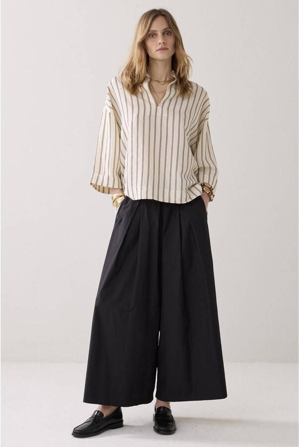 Summum wide leg regular waist broek zwart