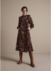 Summum Woman A-lijn jurk met panterprint bruin