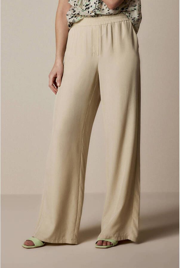 Summum Woman Wijde Tencelbroek voor een Statement Beige Dames