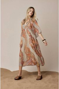 Summum Woman jurk met all over print en ceintuur multi