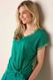Summum Woman linnen T-shirt met glitters groen - Thumbnail 1