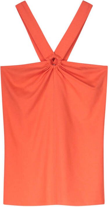 Summum Woman Katoenen top met elegante halslijn Orange Dames