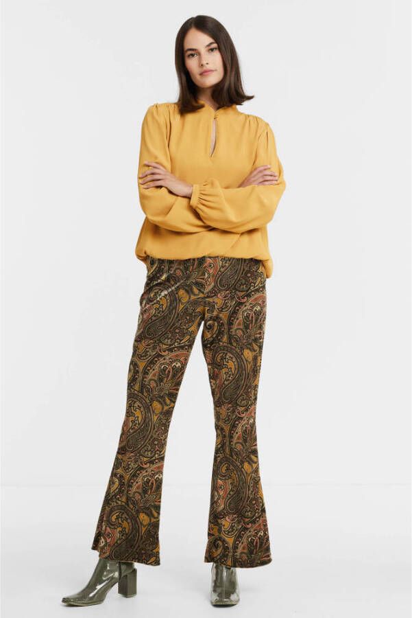 Summum Woman velours wide leg broek met paisleyprint multi