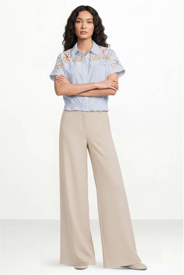Suncoo blouse met krijtstreep broderie lichtblauw - Foto 3