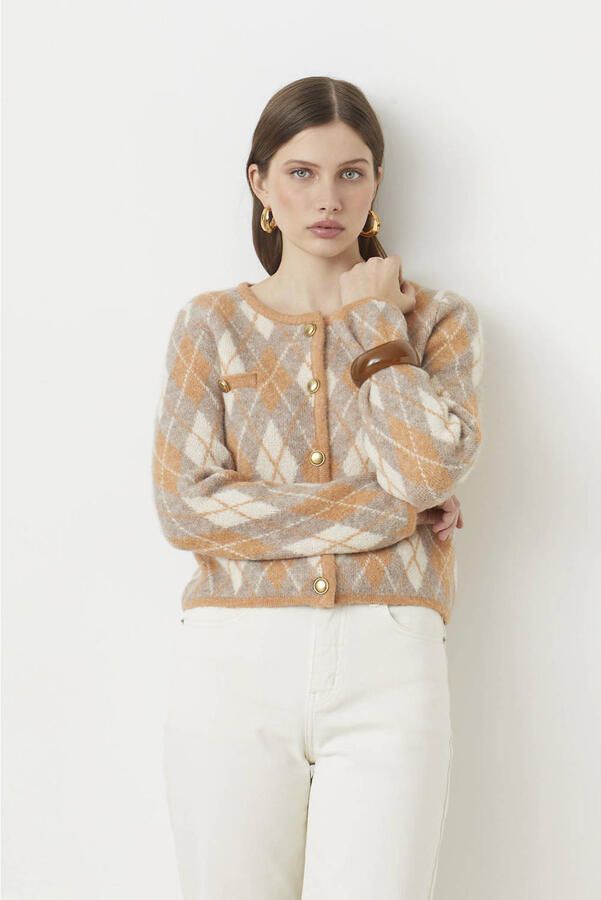 Suncoo gebreid vest met wol camel