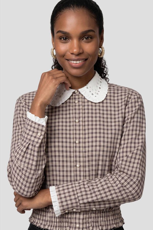 Suncoo geruite blouse bruin