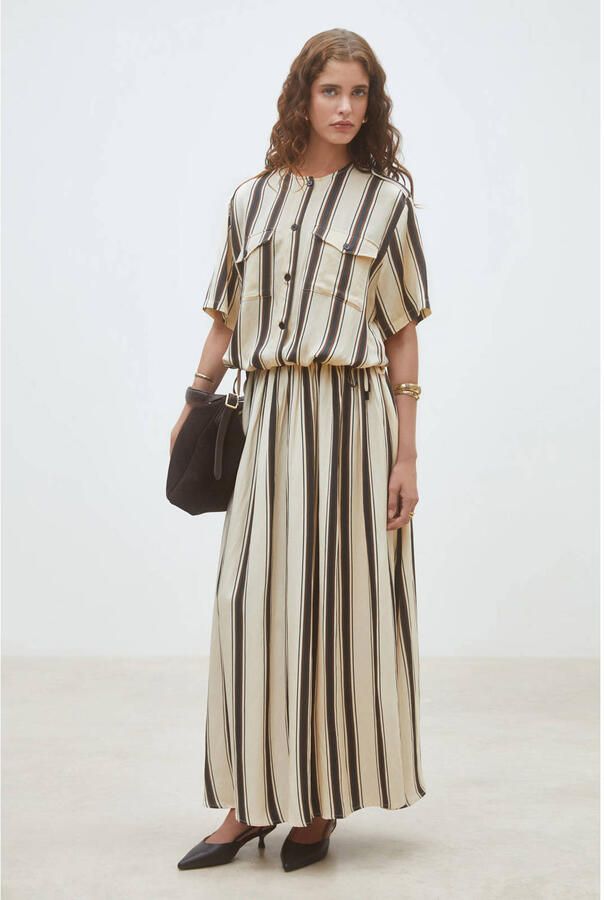 Suncoo gestreepte maxi rok crème - Foto 5