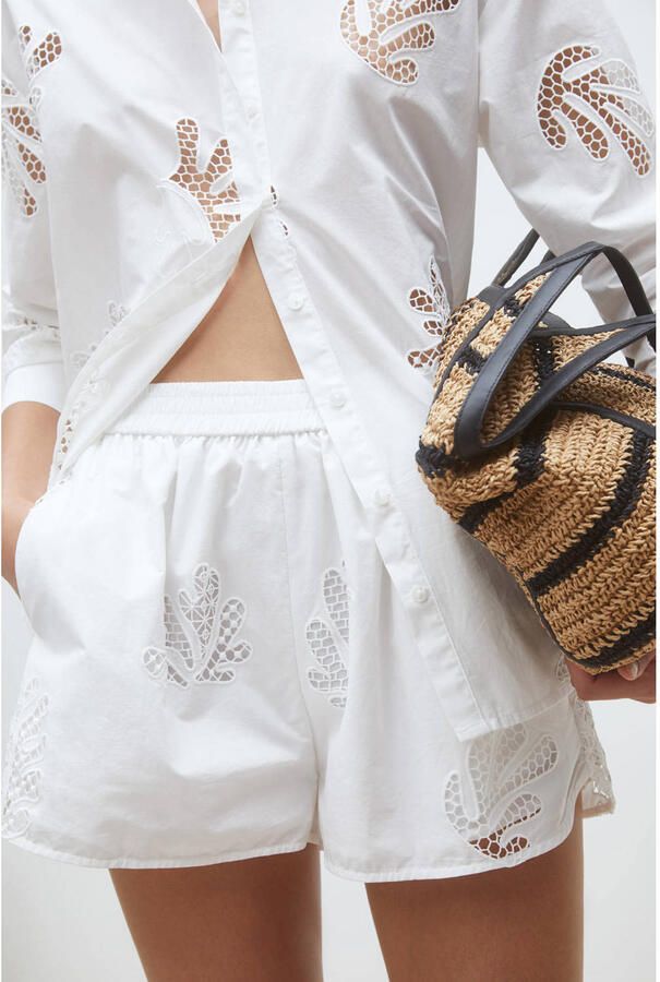 Suncoo high waist casual short ecru broderie - Foto 2
