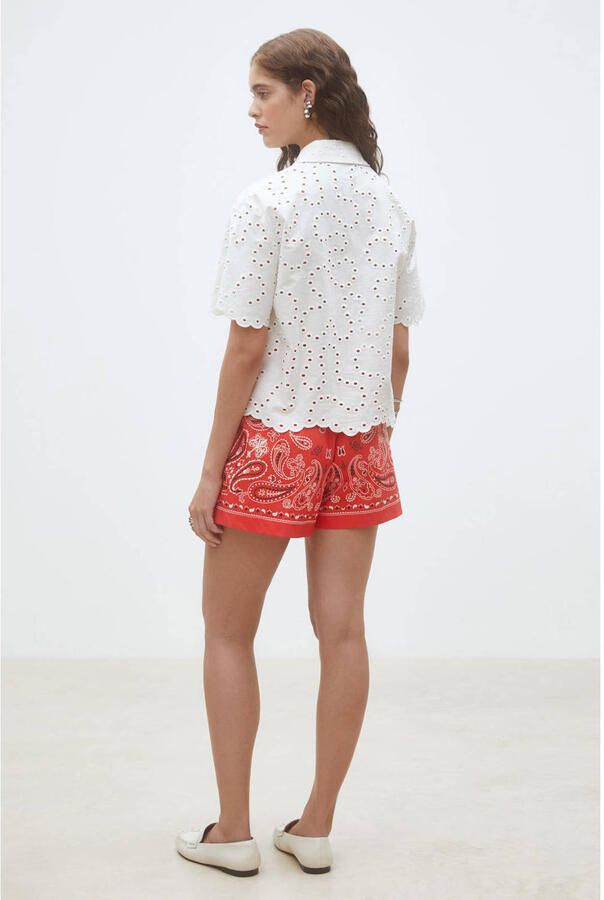 Suncoo high waist casual short met paisley print rood - Foto 2