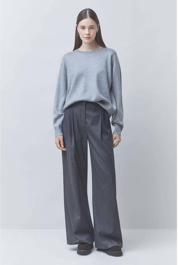 Suncoo sweater met studs en wol grijs - Foto 1