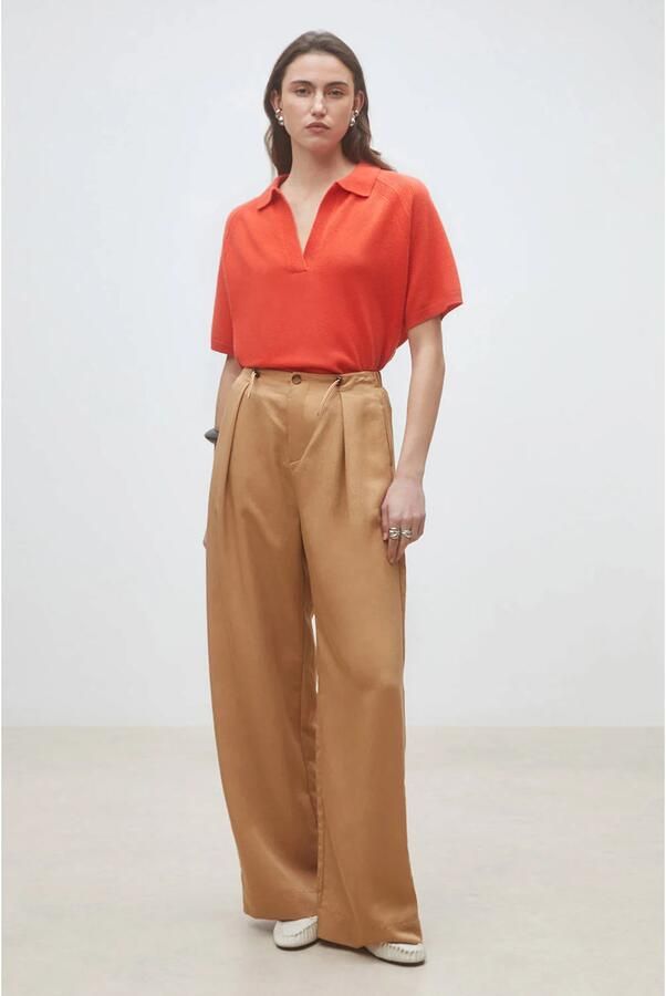 Suncoo wide leg broek camel