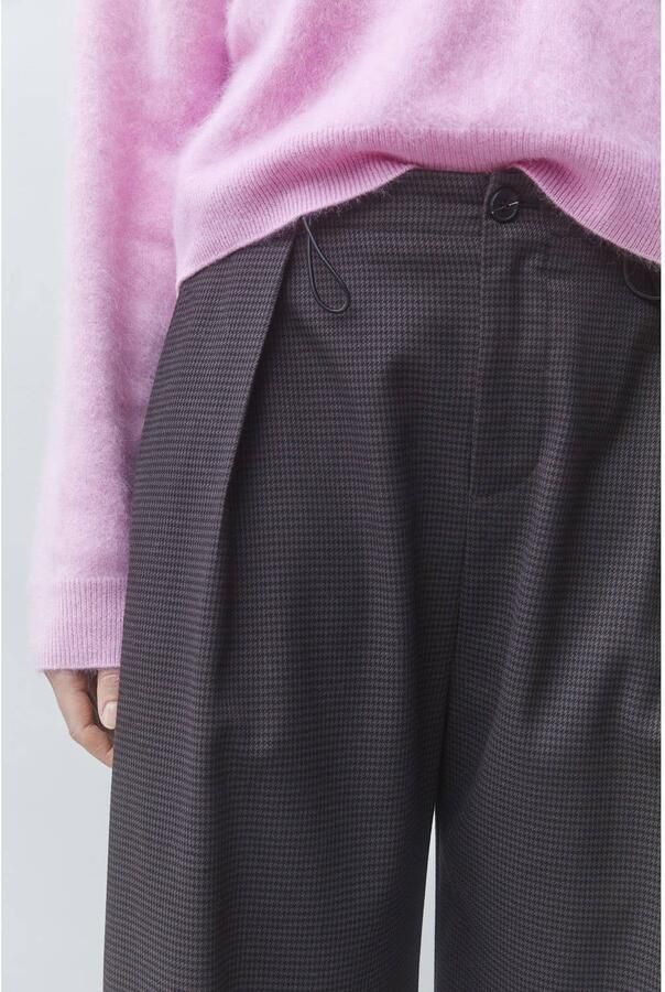 Suncoo wide leg geruite broek donkerbruin - Foto 2