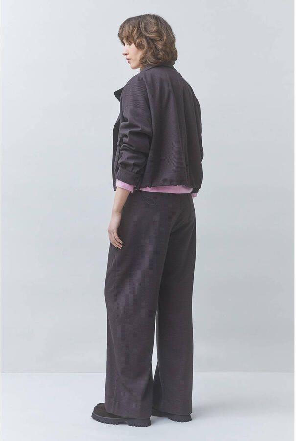 Suncoo wide leg geruite broek donkerbruin