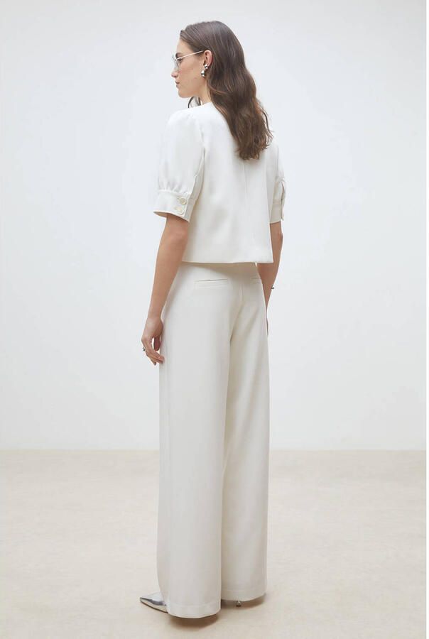 Suncoo wide leg high waist broek ecru - Foto 2