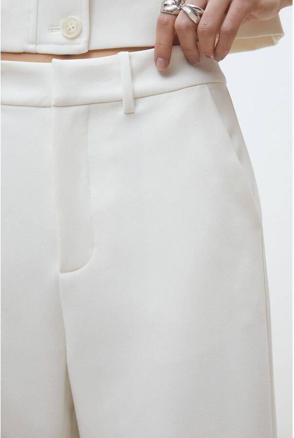 Suncoo wide leg high waist broek ecru - Foto 3