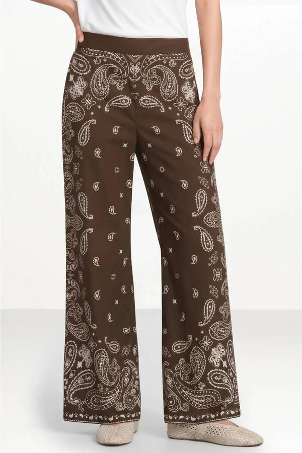 Suncoo wide leg high waist broek met paisley print bruin - Foto 5