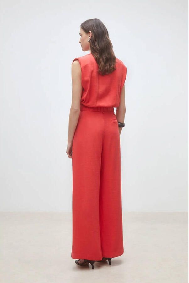 Suncoo wide leg high waist broek rood - Foto 2