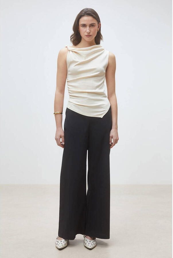 Suncoo wide leg high waist broek zwart