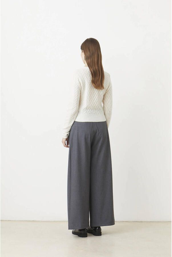 Suncoo wide leg regular waist culotte met wol grijs - Foto 5