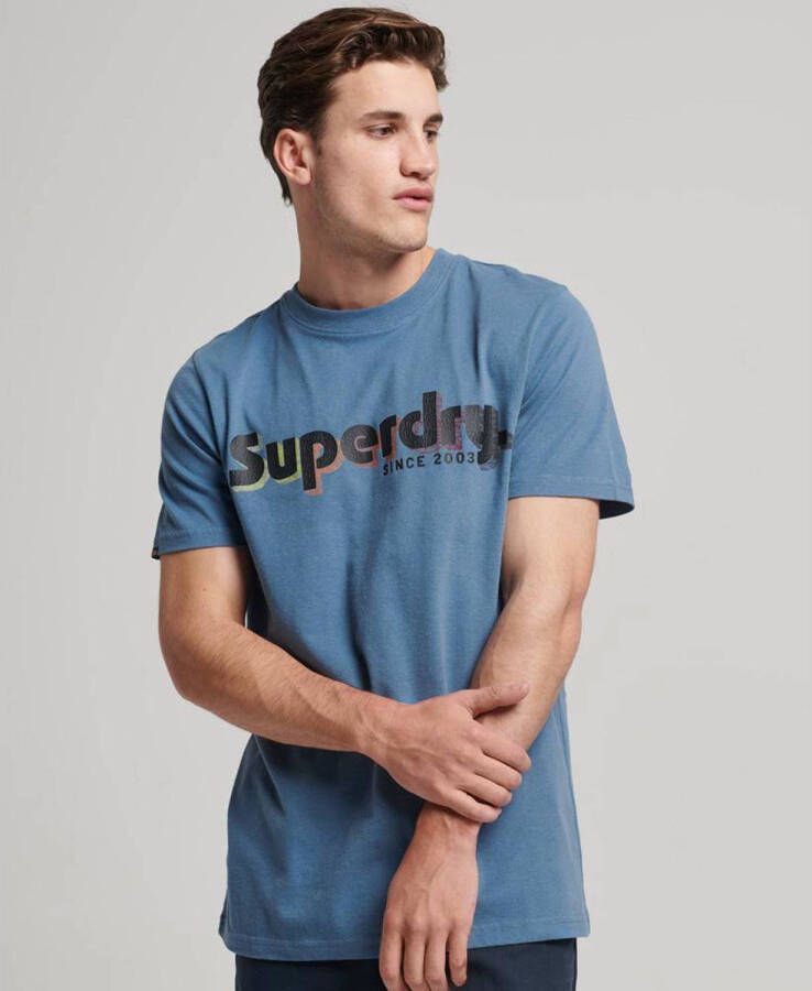Superdry regular fit T-shirt Terrain met logo wedgewood blue