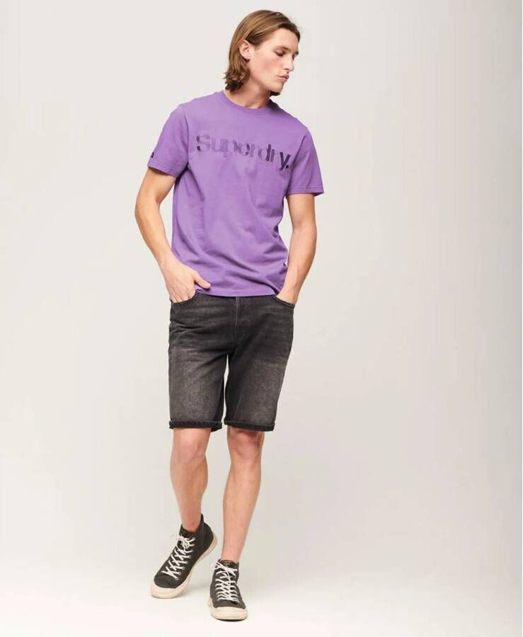 Superdry regular fit T-shirt Tonal embro met logo electric purple