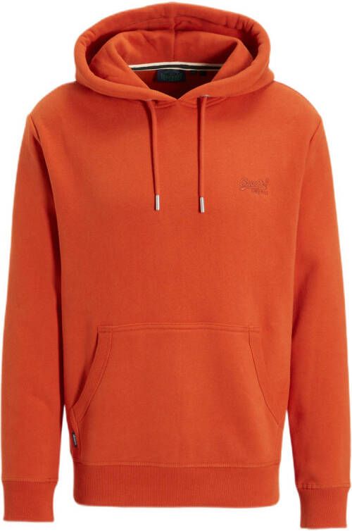 Superdry hoodie Essential logo met logo rust orange