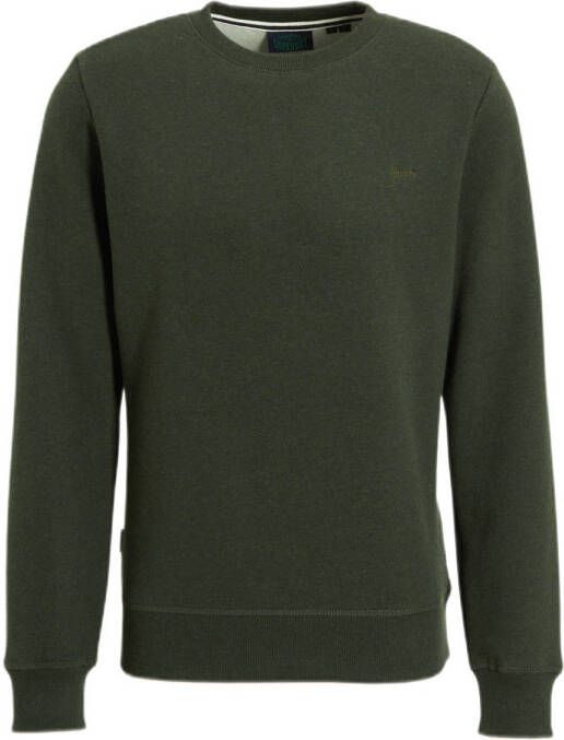Superdry sweater Essential logo met logo dark olive marl