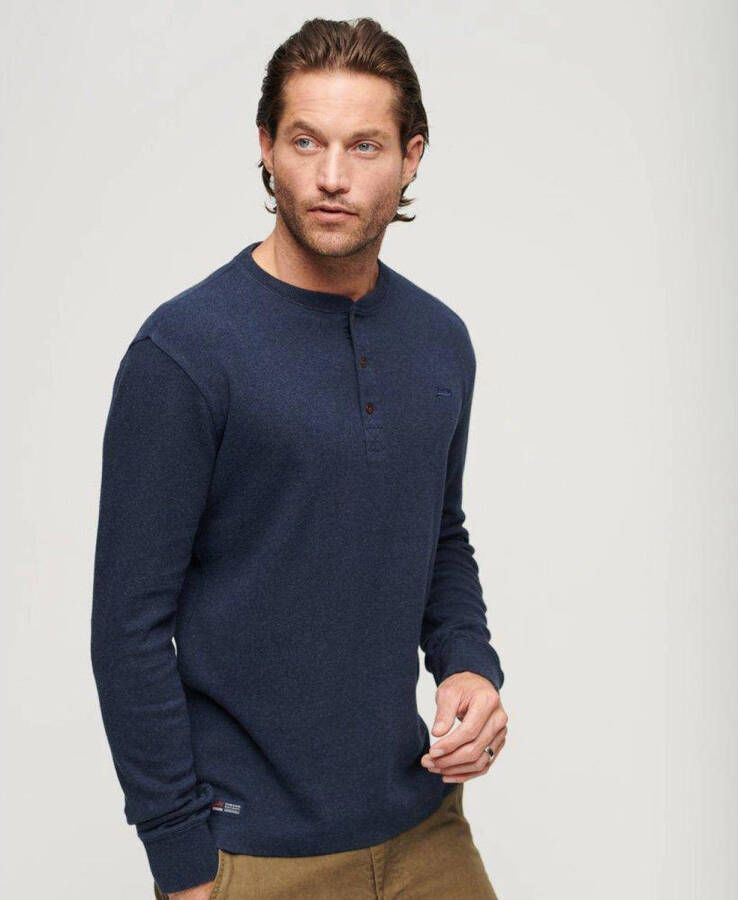 Superdry regular fit longsleeve Vintage logo met logo trench navy marl