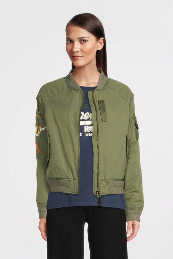 Superdry bomberjack met borduursels groen