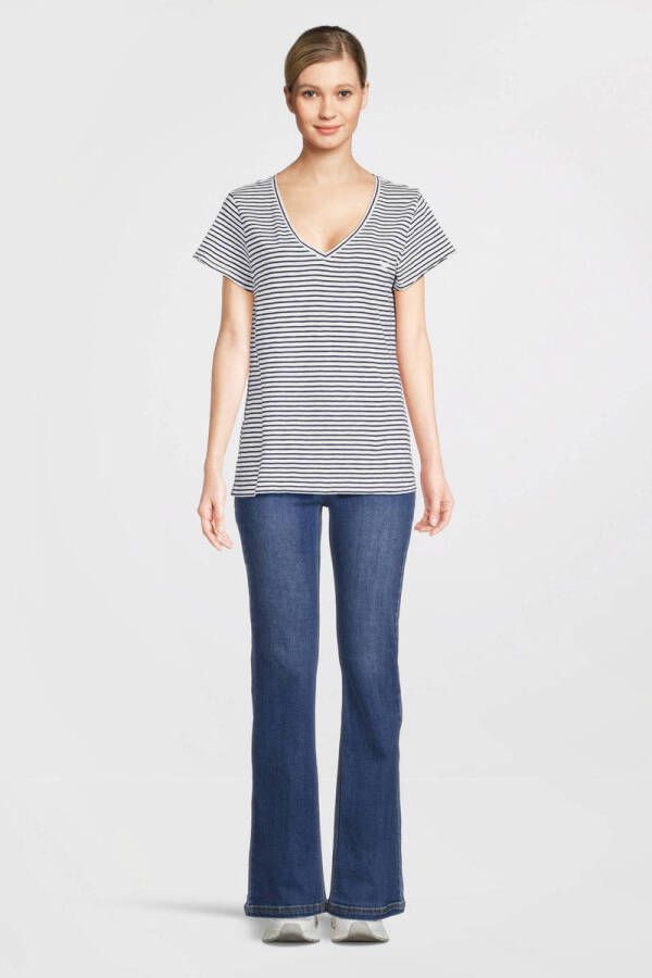 Superdry Shirt met V-hals STUDIOS SLUB EMB VEE TEE gestructureerd t-shirt met v-hals en borduursel