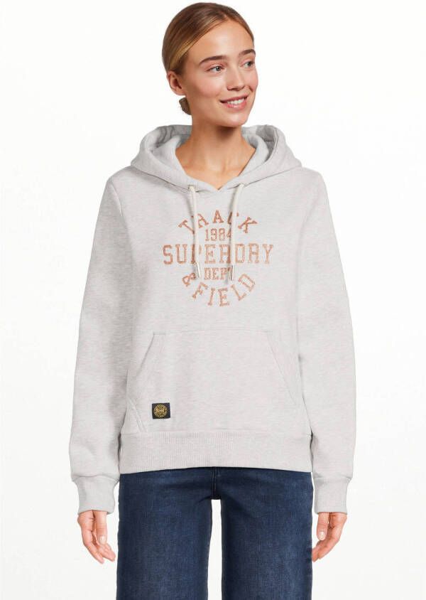 Superdry hoodie COLLEGE SCRIPTED GRAPHIC met printopdruk grijs