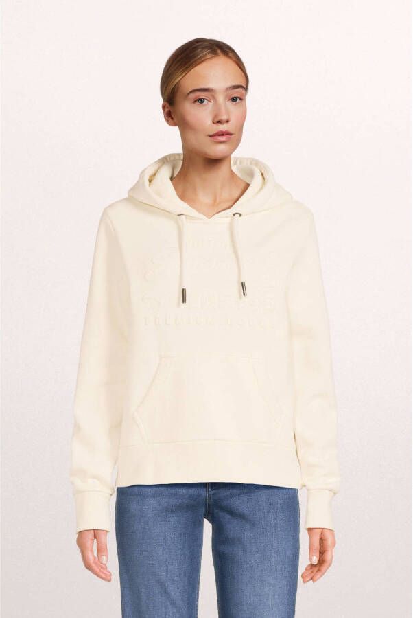 Superdry hoodie EMBOSSED VL HOODIE met printopdruk wit