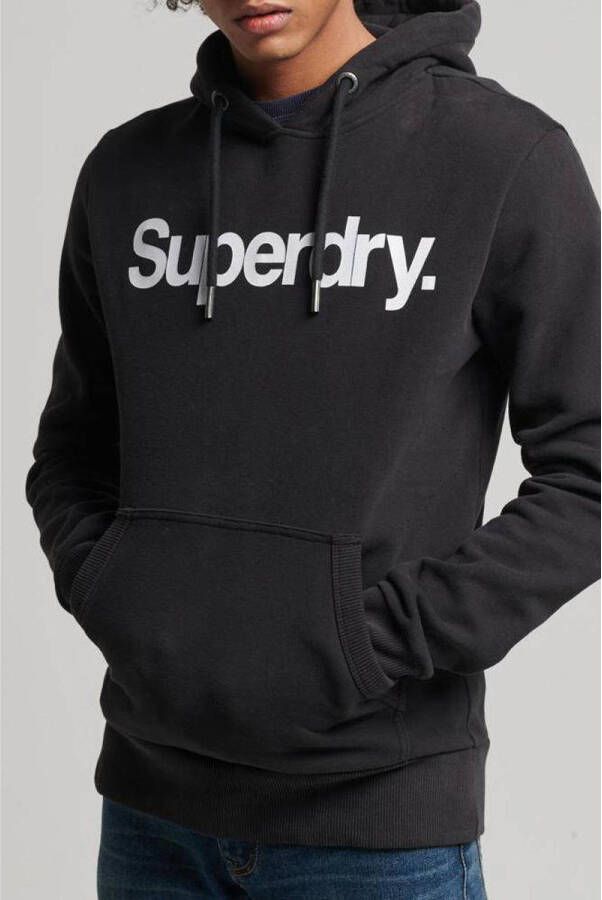 Superdry Hoodie met groot bedrukt logo Zwart Black Heren