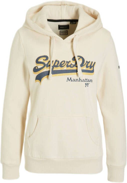 Superdry hoodie met logo ecru