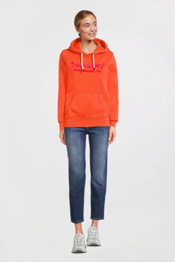Superdry hoodie met logo oranje rood