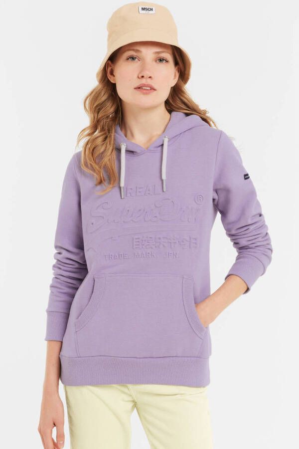 Superdry hoodie met tekst en borduursels paars