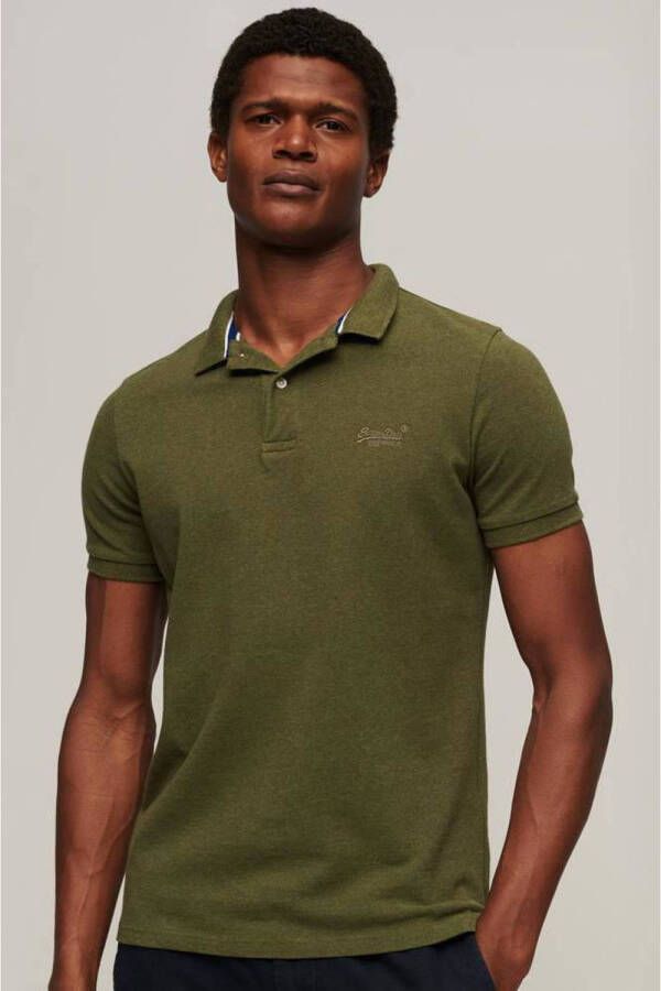 Superdry regular fit polo Classic Pique thrift olive marl